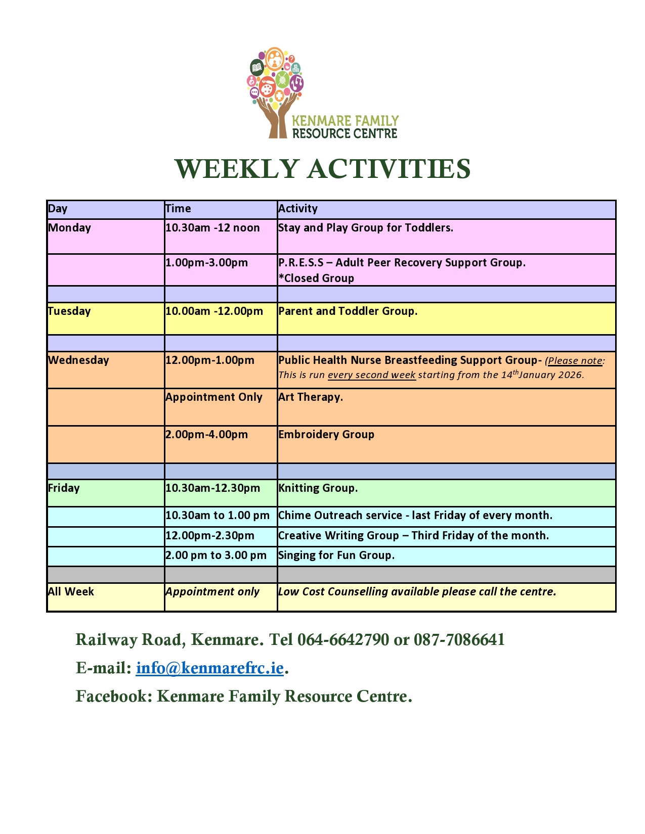 Kenmare FRC Activites 2026 page0001